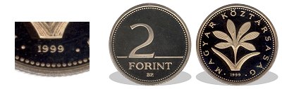 1999-es 2 forint proof tkrveret