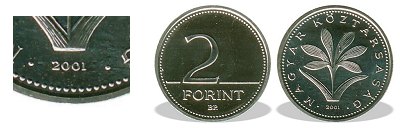 2001-es 2 forint BU fnyestett