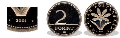 2001-es 2 forint proof tkrveret