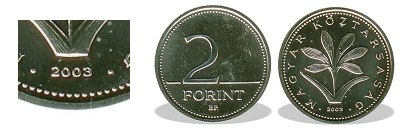 2003-as 2 forint BU fnyestett