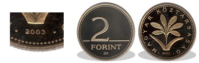 2003-as 2 forint proof tkrveret