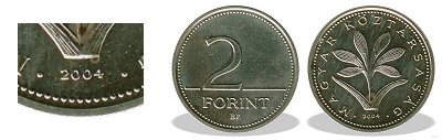 2004-es 2 forint BU fnyestett