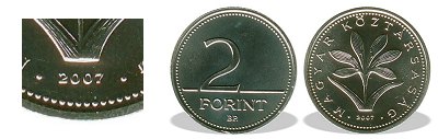 2007-es 2 forint BU fnyestett