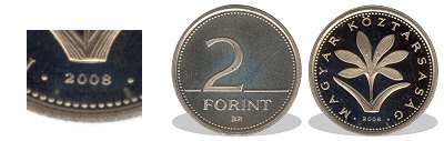 2008-as 2 forint proof tkrveret
