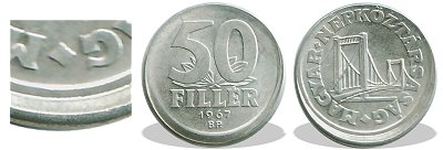1967-es 50 fillér hibás félrevert