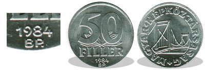 1984-es 50 fillér 20 filléres lapkán