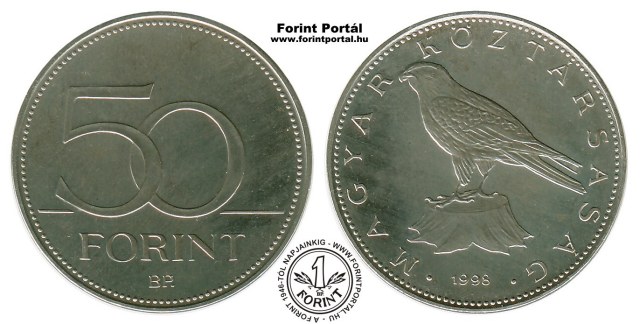 1998-as 50 forintos BU fnyestett