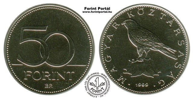 1999-es 50 forintos BU fnyestett
