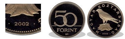 2002-es 50 forint proof tkrveret