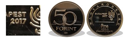 2017-es 50 forint Proof FINA Vizes Vilgbajonksg 