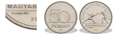 2019-as 50 forint FIE Vv Vilgbajnoksg Prbaveret