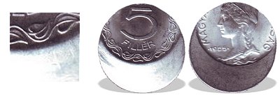 1955-ös 5 fillér Hibás félreveret érme