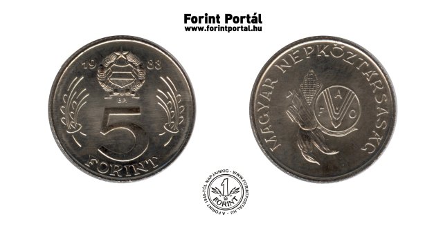 1983-as 5 forintos FAO jelzssel