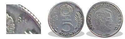 1984-es 5 forint alumnium 1 ft-os lakn