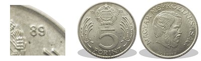 1989-es 5 forint alumnium 1 ft-os lakn