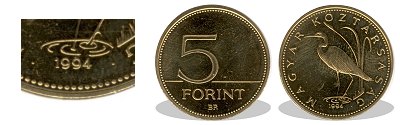 1994-es 5 forint proof tkrveret