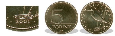 2001-es 5 forint BU fnyestett
