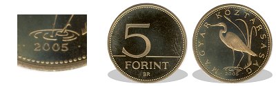 2005-s 5 forint proof tkrveret