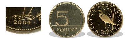 2009-es 5 forint proof tkrveret