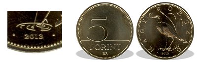 2013-as 5 forint BU fnyestett