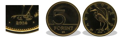 2014-es 5 forint BU fnyestett