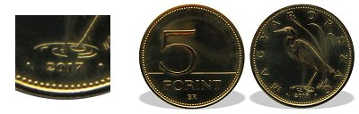 2017-es 5 forint BU fnyestett