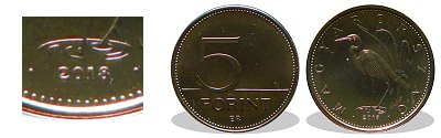 2018-as 5 forint BU fnyestett