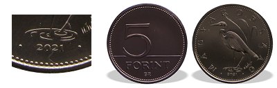 2021-es 5 forint BU fnyestett